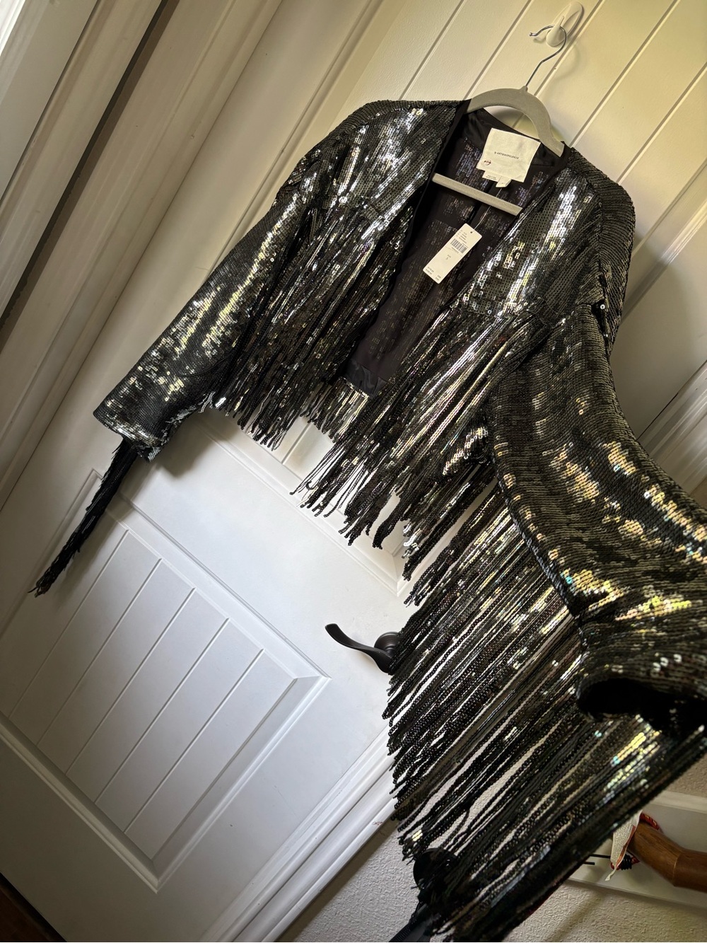 Anthropologie Sequin Fringe Jacket - Black - Picture 3 of 5